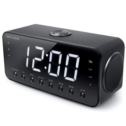Beautiful design clock radio in a sturdy version with Jumbo display and USB charging function. With this clock radio it is almost impossible to miss the time. A super large 1.8" dimmable LED display ensures that the time is easy to read. With the dual alarm you can be woken up at 2 times by the radio or buzzer function. Of course, the sleep, snooze and NAP function are also included. The radio has 20 preset stations so that you can always tune into your favorite radio station at the touch of a button. The connection of an external device is also possible thanks to the existing AUX connection. And if all this isn't crazy enough, you can charge your phone using the USB connection. The Muse M-192 CR works on mains power. In addition, this alarm clock is equipped with a back-up facility (battery), in the unlikely event that the power fails, the settings will be saved.