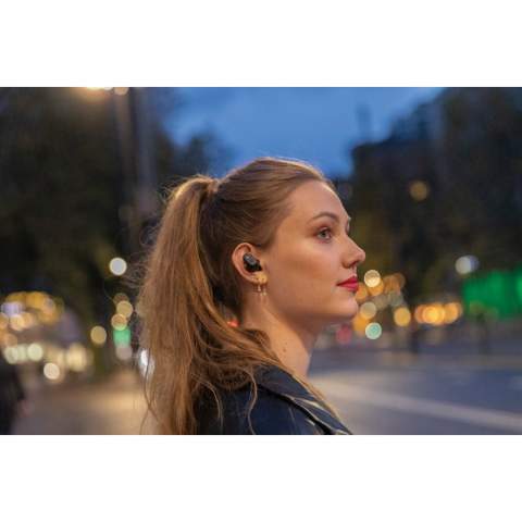 The best sound starts with the best silence. The item in the palm of your hands lives up to this by delivering a deep and clear sound. The earbuds come with Active noise cancelling (ANC) to block external noise while listening to your favourite music, podcast or video. Thanks to environment noise cancelling (ENC) your phone calls are also crystal clear by filtering away environment noise during your call. No more questions to repeat what you just said. Thanks to the touch control function you only have to tap the earbud to answer, The IPX 5 rating makes the earbuds weather,sweat and splash proof so no worries to take them outside. The comfortable all day earbuds have up to 5 hours of listening time and the charging case allows up to 20 hours of playback. If you need to recharge the case, plug in the type C cable or drop them on a wireless charger. ANC level: up to 30 DB. Urban Vitamin items are made without PVC and packed in plastic reduced packaging.<br /><br />HasBluetooth: True<br />WirelessCharging: true<br />PVC free: true