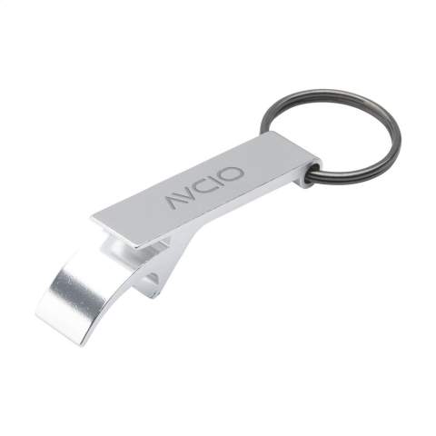 Porte-clés avec décapsuleur léger en aluminium recyclé. Certifié GRS. Matière recyclée totale : 79%.     L'utilisation d'aluminium recyclé permet de réduire le nombre de nouvelles matières premières utilisées pour la fabrication de ce produit. Cela signifie moins de consommation d'énergie et moins d'utilisation d'eau.