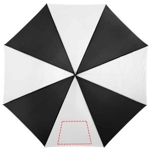 23" umbrella with metal shaft, metal ribs and wooden handle.
