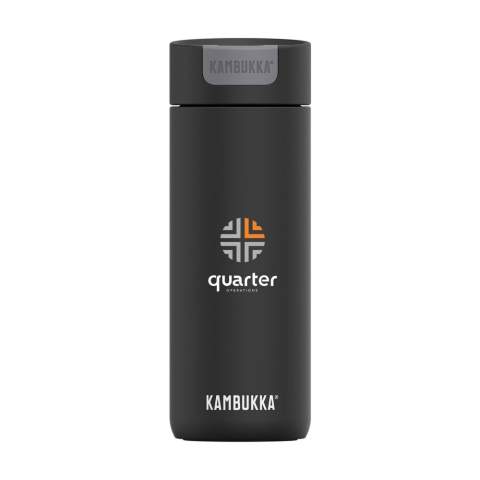 Vacuum insulated 18/8 stainless steel thermo bottle made by Kambukka®. An intelligent, simple and sleek design that suits everyone. • Handy Switch lid with 2 positions: open and closed, for optimal ease of use and an intelligent design that prevents leaks • excellent quality • keeps drinks hot for up to 9 hours and cold for up to 18 hours • easy to clean thanks to Snapclean®: just pinch and pull to remove the inner, dishwasher-safe mechanism • universal lid: also fits on other Kambukka® drinking bottles • the lid is dishwasher-safe - wash the cup by hand • capacity 500 ml.      STOCK AVAILABILITY: Up to 1000 pcs accessible within 10 working days plus standard lead-time. Subject to availability.