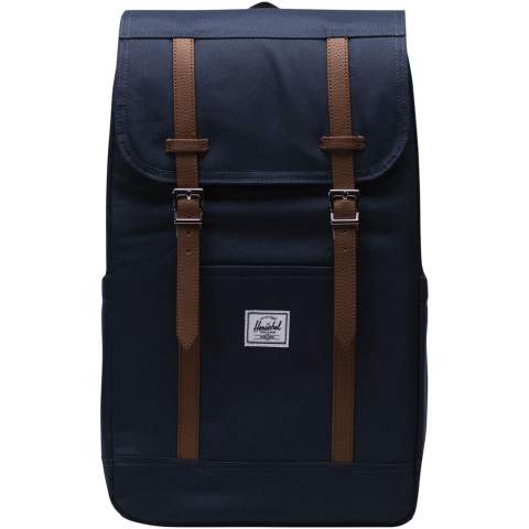 The Herschel Retreat™ backpack — the quintessential companion for your daily voyage. With a plethora of pockets and crafted from EcoSystem™ materials, this backpack is designed to house your belongings and neatly organising your everyday essentials. The 600D fabric is ingeniously fashioned from 100% recycled post-consumer water bottles. The floating sleeve is luxuriously padded and lined with fleece to cradle your 15"/16" laptop. This bag features an effortless U-pull drawcord closure, a convenient back entry zipper, and dual water bottle pockets that gracefully expand to accommodate various sizes. The Herschel Retreat™ backpack boasts a spacious 23L capacity, ensuring that everything you need is within reach.