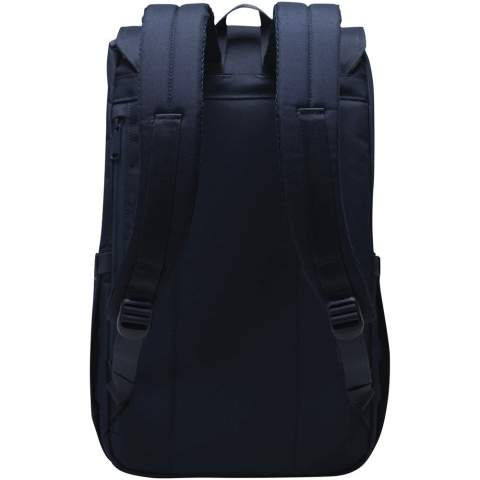 The Herschel Retreat™ backpack — the quintessential companion for your daily voyage. With a plethora of pockets and crafted from EcoSystem™ materials, this backpack is designed to house your belongings and neatly organising your everyday essentials. The 600D fabric is ingeniously fashioned from 100% recycled post-consumer water bottles. The floating sleeve is luxuriously padded and lined with fleece to cradle your 15"/16" laptop. This bag features an effortless U-pull drawcord closure, a convenient back entry zipper, and dual water bottle pockets that gracefully expand to accommodate various sizes. The Herschel Retreat™ backpack boasts a spacious 23L capacity, ensuring that everything you need is within reach.