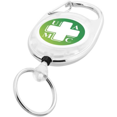 The Gerlos roller clip is a perfect item for any office, trade fair, conference or ski slope. The rollerclip has a carabiner and thanks to it's strong mechanism and the 60 cm long cord the visitor can easily attach a badge for quick display and storage. The Gerlos keychain is made out of strong ABS plastic and is available in several colours.   