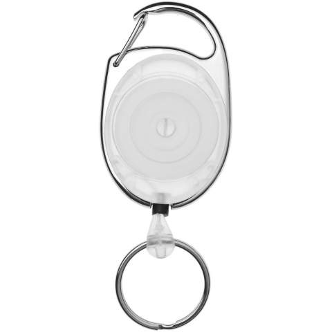 The Gerlos roller clip is a perfect item for any office, trade fair, conference or ski slope. The rollerclip has a carabiner and thanks to it's strong mechanism and the 60 cm long cord the visitor can easily attach a badge for quick display and storage. The Gerlos keychain is made out of strong ABS plastic and is available in several colours.   