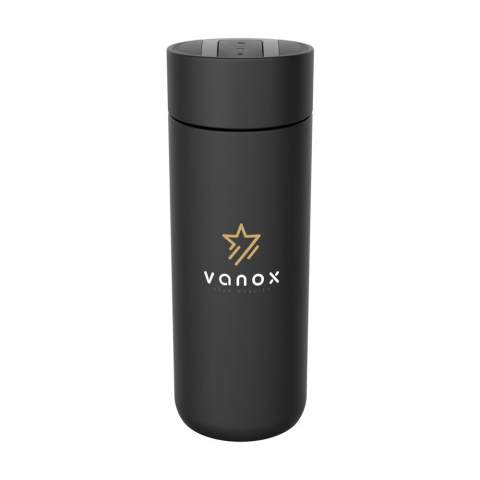 Vacuum insulated 18/8 stainless steel thermo bottle made by Kambukka®. An intelligent, simple and sleek design that suits everyone. • Handy Switch lid with 2 positions: open and closed, for optimal ease of use and an intelligent design that prevents leaks • excellent quality • keeps drinks hot for up to 9 hours and cold for up to 18 hours • easy to clean thanks to Snapclean®: just pinch and pull to remove the inner, dishwasher-safe mechanism • universal lid: also fits on other Kambukka® drinking bottles • the lid is dishwasher-safe - wash the cup by hand • capacity 500 ml.      STOCK AVAILABILITY: Up to 1000 pcs accessible within 10 working days plus standard lead-time. Subject to availability.