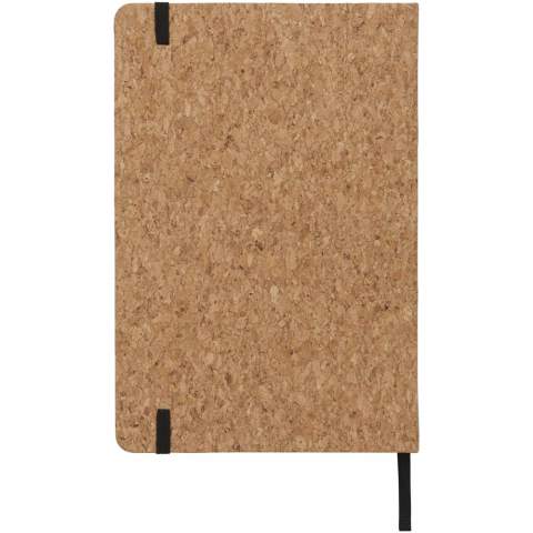 An A5 sized notebook with cork cover, black elastic and ribbon. Includes 80 sheets of 70g/m2 lined paper.