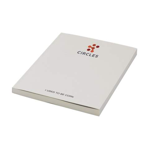 WoW! Notebook in A5 format. With approx. 100 sheets/200 pages of lined paper (80 g/m²). The softcover consists of 15% agricultural and organic waste such as tomatoes, peppers, plants and onions. This waste is mixed with recycled paper from Europe. A handy notebook for taking notes and writing down ideas.