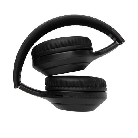Foldable wireless headphone where the case is made out of RCS certified recycled ABS plastic. RCS (Recycled Claim Standard) is a standard to verify the recycled content of a product throughout the whole supply chain. Total recycled content: 65% based on total item weight. The wireless headphone uses BT 5.0 for super smooth connection and long lasting play-time. The over ear design of the earbuds allows a perfect sound experience. The built-in 200 mAh lithum battery allows a play time up to 6 hours and can be fully re-charged in 1.5 hours. Operating distance up to 10 metres. With mic and pick up function. Item and accessories are PVC free. Including PVC free recycled TPE material charging cable.<br /><br />HasBluetooth: True<br />PVC free: true