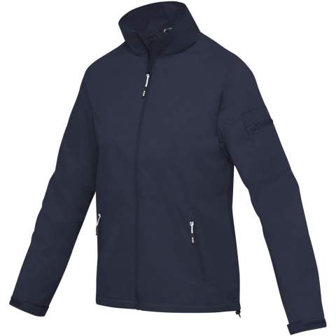 The Palo women's lightweight jacket – the ideal lightweight and stylish option for soft weather conditions. Made of 133 g/m² 320T nylon taslon twill fabric, it ensures durability and a lightweight feel. The lining is 210T polyester taffeta made of 60 g/m² polyester, providing a smooth and comfortable touch on the inside. With a waterproof rating of 2000 mm and a breathability rating of 2000 g/m², it ensures protection from light rain while maintaining breathability during activities. The jacket features ventilation holes with matte eyelets at the underarm, offering optimal air circulation and comfort. The adjustable drawstring with a cordlock in the bottom hem allows for a customisable fit. The Palo jacket is the ideal choice for both early spring or rainy fall days, suitable for any activity. This jacket is designed with a fitted shape for a feminine look.