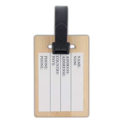 Bagagelabel gemaakt van bamboe om uw bagage te personaliseren. Door deze label raakt uw bagage minder snel kwijt in de menigte. Daarnaast geeft de bamboe een mooie stoere uitstraling.