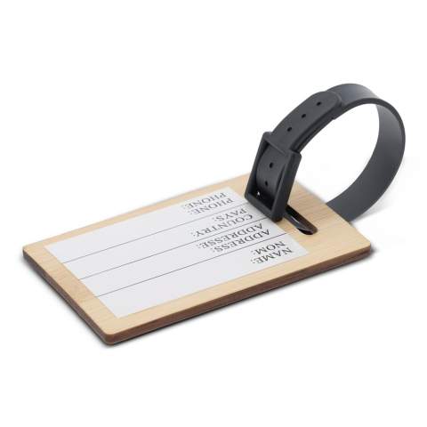 Bagagelabel gemaakt van bamboe om uw bagage te personaliseren. Door deze label raakt uw bagage minder snel kwijt in de menigte. Daarnaast geeft de bamboe een mooie stoere uitstraling.