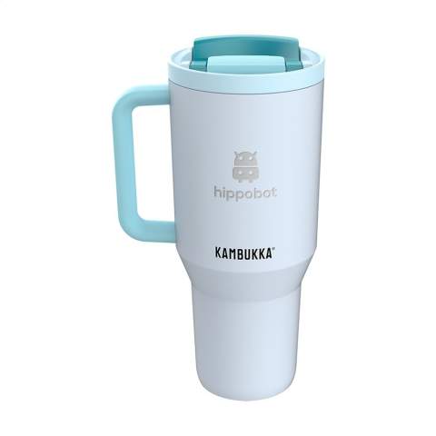 Large, vacuum insulated 18/8 stainless steel tumbler made by Kambukka® • plastic lid with telescopic straw with cover and lockable drinking opening • keeps cold drinks such as water, smoothies, milkshakes and other beverages cool for up to 24 hours • excellent quality • BPA-free • generously sized, plastic handle • suitable for left- and right-handed use • non-slip base • fits most cup holders • 100% leak proof (in closed position) • the cup is dishwasher-safe - washing by hand is recommended to preserve the imprint • the lid and removable parts are not dishwasher-safe • capacity 950 ml.     STOCK AVAILABILITY: Up to 1000 pcs accessible within 10 working days plus standard lead-time. Subject to availability.