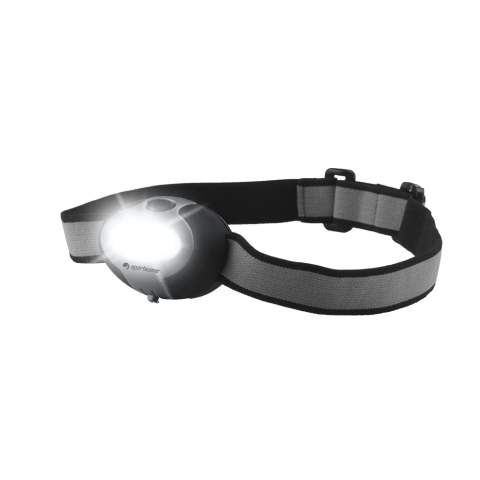 Lampe frontale ABS avec LED COB. Émet une forte lumière blanche. Sur sangle élastique réglable. Parfaitement adapté pour les activités de plein air dans le noir. Inclus : piles. Chaque article est fourni dans une boite individuelle en papier kraft marron.