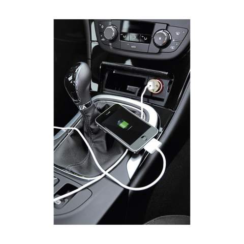 Charge connector for 12-24V output in the car. With USB port (1A output) for charging the most common models of mobile phones and MP3/4-players.