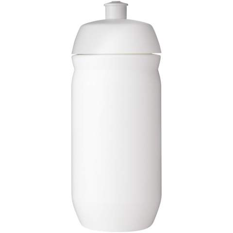 Single-walled sport bottle with a screw-fix pull-up lid. Made from flexible MDPE plastic, this squeezy bottle is perfect for sporting environments. Volume capacity is 500 ml. Made in the UK. EN12875-1 compliant and dishwasher safe.