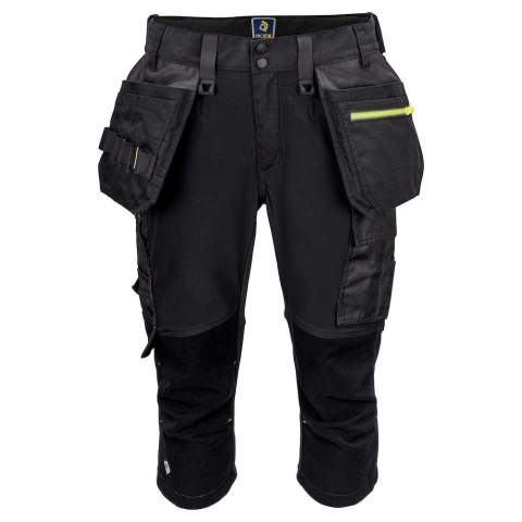 • piratenbroek volledig in stretch voor meer comfort en bewegingsvrijheid  <br />• moderne pasvorm: smalle broekspijpen<br />• stretch in 4 richtingen over de dijen en het zitvlak  <br />• stretch in 2 richtingen aan de knieholte<br />• ventilatieopeningen in mesh met ritssluitingen <br />• ventilatie in de taille door geperforeerde tailleband<br />• beenzakken, telefoonzak met magneet sluiting<br />• lus voor badgehouder<br />• meterzak en zak met mesknoop<br />• spijkerzakken versterkt met Cordura®<br />• reflecterende details <br />• kniezakken aan de binnenzijde verstelbaar, versterkt met Kevlar® stretch aan de buitenzijde<br />• geborduurd Projob logo op de achterzak<br />• ritssluitingen in contrastkleuren: voorzijde: op de rechterspijkerzak. Achterzijde: ventilatieritsen aan de dijen en ritsen aan de kuiten<br />• contrasterende kleuren: oranje bij grijs, lichtblauw bij marine en geel bij zwart                                                                                                       <br />• mogelijkheid om het MOLLE-systeem te bevestigen aan beide zijden