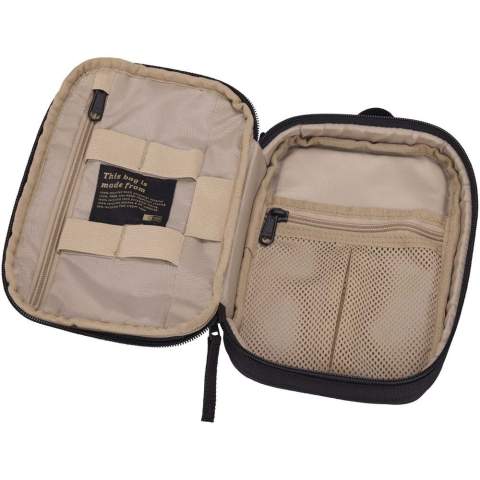 The Case Logic Invigo accessories bag has space for cables, earbuds, adapters, and other personal items. It is great to use in a larger bag or on its own. This bag is made with a 100% recycled 600D polyester exterior and 150D polyester lining. Featuring multiple pockets and elastic loops to store passport, pens, chargers, and much more.