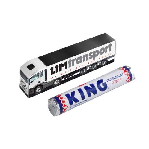 Mini LKW vollfarbig bedruckt, gefüllt mit einer Rolle King Peppermint
