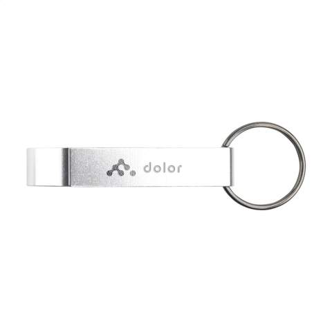 Porte-clés avec décapsuleur léger en aluminium recyclé. Certifié GRS. Matière recyclée totale : 79%.     L'utilisation d'aluminium recyclé permet de réduire le nombre de nouvelles matières premières utilisées pour la fabrication de ce produit. Cela signifie moins de consommation d'énergie et moins d'utilisation d'eau.