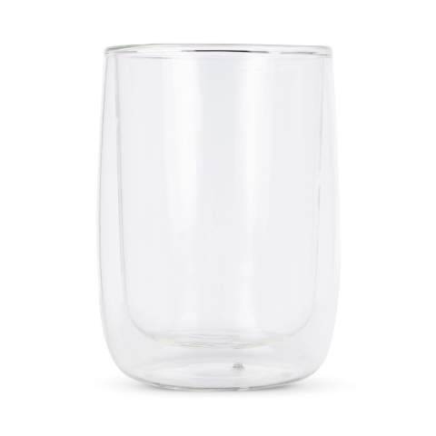 Het dubbelwandige koffieglas, met een royale inhoud van 320 ml, is een meesterwerk van design en functionaliteit. Het is gemaakt van hoog borosilicaatglas en tilt koffiedrinken naar een heel nieuw niveau.