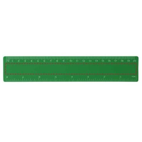 Flexibles, leichtes Kunststoff Lineal mit Markierungen in Zoll und Zentimeter. Bitte beachten Sie, dass die Linealmarkierungen zusammen mit Ihrer Druckvorlage aufgedruckt werden, unveredelte Lineale haben keine Markierungen und sind blank.