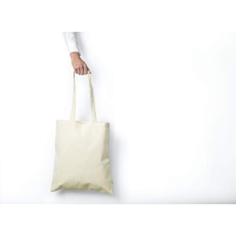 WoW! Robuste Einkaufstasche hergestellt aus 97% ökologischer Qualitätsbaumwolle (140 g/m²). Mit langen Henkeln. GOTS-zertifiziert. Fassungsvermögen ca. 8 Liter.