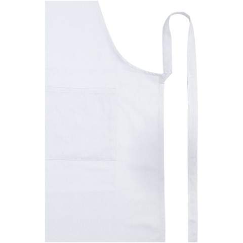 The Shara apron is made of 240 g/m2 70% recycled cotton and 30% recycled polyester making it thick and sturdy, and comfortable to wear. It features 2 adjacent pockets (each 22 x 20 cm), and a 1 metre tie-back closure. The apron incorporates Cyclo® recycled fibres where they use pre-sorted waste that determines the colour of the yarn. These fibres do not only reduce the demand for virgin resources but also exhibit a commitment to a circular life, embodying the essence of reducing waste and promoting a closed-loop system. Each apron also comes with an Aware™ tracer. This innovative feature allows users to trace the origins and journey of their item through a QR code, enhancing transparency in the supply chain and fostering a stronger connection between the product and its production process.