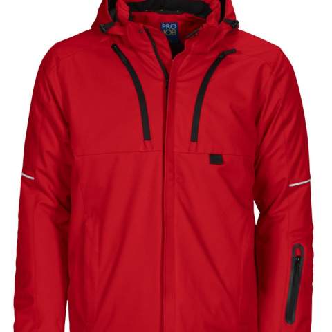 • functionele drielagige softshell<br />• gewatteerde voering<br />• wind- en waterafstotend<br />• afneembare en verstelbare capuchon<br />• twee schuinlopende, verticale borstzakken, de linker met telefoonzakje<br />• twee zijzakken met ritssluiting<br />• mouwzakje met ritssluiting<br />• ventilatiegaten met ritssluiting onder de armen<br />• verlengd rugpand<br />• reflecterende biezen op de mouwen en rug<br />• met fleece gevoerde kraag en zijzakken<br />• aanpasbare taille met trekkoord<br />• aanpasbare manchetten met velcro<br />• WP 8000, MVP 8000