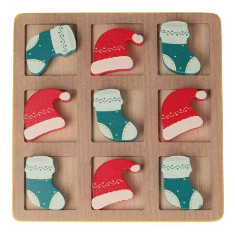 Celebrate the holidays with a festive version of a timeless classic: Christmas Tic-Tac-Toe! This sustainable game is made from wood and comes with a handy bag to store the playing pieces. The bag can be printed, giving it a personal touch. Christmas Tic-Tac-Toe is suitable for both children and adults, and is perfect for cozy winter evenings, Christmas parties and family gatherings. The special Christmas-themed playing pieces add an extra touch of joy, and ensure a playful and festive moment with family and friends. A fun way to enjoy together during the holidays!
