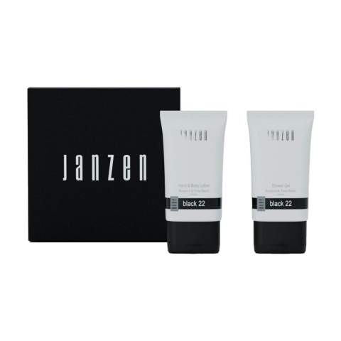 Brievenbuspakket met 2 verzorgingsproducten in de geur Black 22 van het merk Janzen. Inhoud: • Shower Gel - 50 ml • Hand & Body Lotion - 50 ml.    Black 22 heeft een fris-warme geur, balancerend tussen licht en intens. Een rijk bouquet van onder andere bergamot en hete kruiden, tropische schorsen en zoete tonkabonen – ook wel bekend als de ‘verboden vrucht’.    Deze giftset zit in een stijlvolle verpakking die qua formaat perfect door de brievenbus past. Ideaal als direct mailing en een persoonlijke attentie voor de ontvanger.