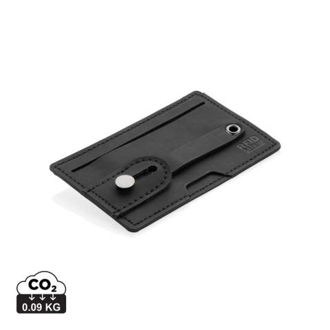 Porte-cartes anti-RFID en PU peut être utilisé comme support pour téléphone avec la sangle et peut contenir jusqu'à 2 cartes bancaires ou cartes d'identité et les protégera contre les scans ou activités frauduleuses. Le ruban adhésif au dos vous permet de coller le porte-cartes au dos de votre téléphone.