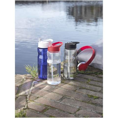 Single-wall sport bottle with ergonomic design. Bottle is made from recyclable PET material. Features a spill-proof lid with flip-top drinking spout. Volume capacity is 650 ml. Mix and match colours to create your perfect bottle. Contact customer service for additional colour options. Made in the UK. Packed in a recycled PE plastic bag. BPA-free.
