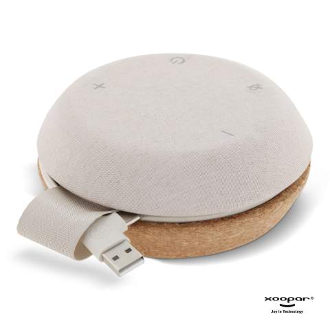 Compact portable speaker. Start a conference call anywhere. The Meetair is also great for listening to music. The hidden cable has an input adapter for USB and USB-C. The speaker has two microphones, so it can be placed anywhere. Moreover, any ambient noise is suppressed.