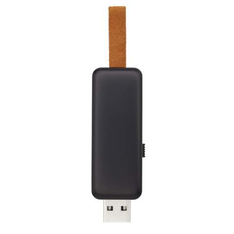 USB-flashdrive van 4 GB met een opvallend oplichtend logo-effect. USB 2.0 met een schrijfsnelheid van 2 MB/s en een leessnelheid van 5 MB/s.