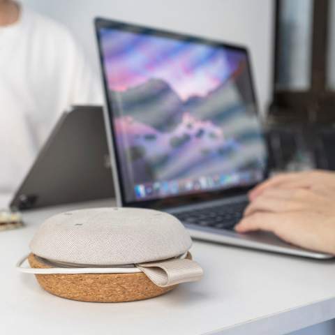 Compact portable speaker. Start a conference call anywhere. The Meetair is also great for listening to music. The hidden cable has an input adapter for USB and USB-C. The speaker has two microphones, so it can be placed anywhere. Moreover, any ambient noise is suppressed.