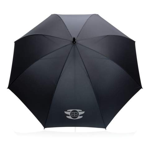 No greenwashing, but telling a true story about sustainability! This Impact umbrella is made with 190T RPET pongee with AWARE™ tracer. With AWARE™, the use of genuine recycled fabric materials and water reduction impact claims are guaranteed, by using the AWARE disruptive physical tracer and blockchain technology. Save water and use genuine recycled fabrics. With the focus on water 2% of proceeds of each Impact product sold will be donated to Water.org. The strongest rainstorm is no match for this 30 inch manual umbrella. It features a comfortable EVA grip handle and fibreglass frame and ribs for strength. Stormproof. This umbrella canopy is made of 11,8 PET bottles (500ml). Water savings are based on figures when compared to conventional fiber. This calculated indication is based on reliable LCA data as published by Textile Exchange in their Material Snapshots 2016.<br /><br />UmbrellaMechanism: Manual open/close<br />IsStormproof: true