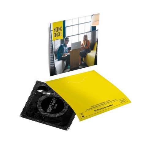 1 Kondome in schwarzer Folie verpackt in einem Umschlag, ISO04074:2015 und CE0120 zertifiziert.