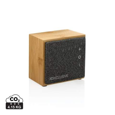 Luxury 5W speaker with clear sound and strong bass. The outer casing is made from FSC 100% certified bamboo. The plastic components are made with RCS (Recycled Claim Standard) certified recycled ABS. Total recycled content: 24 % based on total item weight. RCS certification ensures a completely certified supply chain of the recycled materials. The speaker comes with BT 5.1 for easy and smooth operation up to 10 metres and low power consumption. The 1200 mah battery allows a playtime up to 6 hours and can be fully re-charged in 2 hours. With pick up function and mic to answer (video) calls. Packed if FSC mix kraft box. Including RCS certified recycled TPE charging cable.<br /><br />HasBluetooth: True<br />NumberOfSpeakers: 1<br />SpeakerOutputW: 5.00<br />PVC free: true