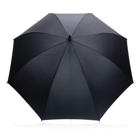 No greenwashing, but telling a true story about sustainability! This Impact umbrella is made with 190T RPET pongee with AWARE™ tracer. With AWARE™, the use of genuine recycled fabric materials and water reduction impact claims are guaranteed, by using the AWARE disruptive physical tracer and blockchain technology. Save water and use genuine recycled fabrics. With the focus on water 2% of proceeds of each Impact product sold will be donated to Water.org. The strongest rainstorm is no match for this 30 inch manual umbrella. It features a comfortable EVA grip handle and fibreglass frame and ribs for strength. Stormproof. This umbrella canopy is made of 11,8 PET bottles (500ml). Water savings are based on figures when compared to conventional fiber. This calculated indication is based on reliable LCA data as published by Textile Exchange in their Material Snapshots 2016.<br /><br />UmbrellaMechanism: Manual open/close<br />IsStormproof: true