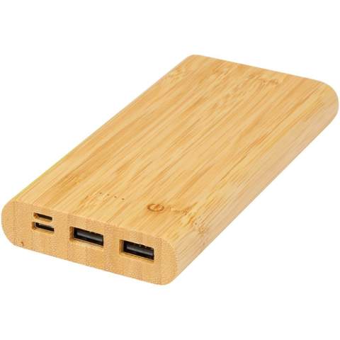 Die 10.000-mAh-Powerbank ist aus Bambus gefertigt und verfügt über einen EIN/AUS-Touch-Button und 4 LED-Anzeigen für die verbleibende Batteriekapazität. Micro-USB-Eingang 5V/2A, Typ-C-Eingang 5V/3A, Typ-C-Ausgang 5V/3,1A max, dualer USB-A-Ausgang 5V/3,1A max, Gesamtleistung 15,5 W. Geliefert mit einem 30 cm langen TPE-3A-Typ-C-auf-Typ-C-Ladekabel, einer Bedienungsanleitung und einer Geschenkbox aus Kraftpapier. Da es sich bei Bambus um ein Naturprodukt handelt, kann es bei den Artikeln zu leichten Farb- und Größenabweichungen kommen, die sich auf das endgültige Ergebnis der Werbeanbringung auswirken können. 