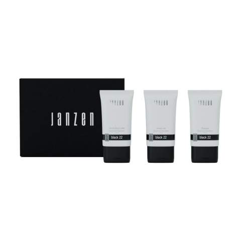 Brievenbuspakket met 3 verzorgingsproducten in de geur Black 22 van het merk Janzen. Inhoud: • Hand & Body Lotion - 50 ml • Shower Gel - 50 ml • Shampoo - 50 ml.    Black 22 heeft een fris-warme geur, balancerend tussen licht en intens. Black 22 is een rijk bouquet van onder andere bergamot en hete kruiden, tropische schorsen en zoete tonkabonen – ook wel bekend als de ‘verboden vrucht’.    Deze giftset zit in een stijlvolle verpakking die qua formaat perfect door de brievenbus past. Ideaal als direct mailing en een persoonlijke attentie voor de ontvanger.