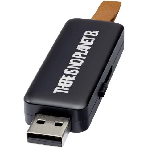 USB-flashdrive van 8 GB met een opvallend oplichtend logo-effect. USB 2.0 met een schrijfsnelheid van 3 MB/s en een leessnelheid van 10 MB/s.
