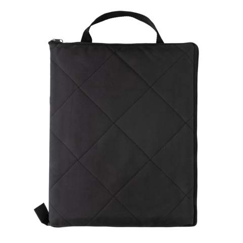 This beautiful quilted picnic blanket features 100% recycled PET materials. The large pocket on the front displays your logo proud and will make carrying your essentials a breeze. The blanket measures 145 x130 cm unfolded. Incorporating the AWARE™ tracer that validates the genuine use of recycled materials. 2% of proceeds of each Impact product sold will be donated to Water.org.