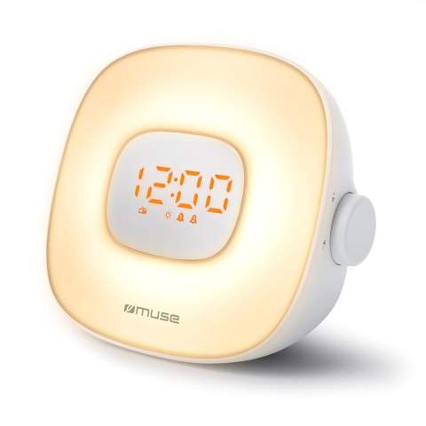Haben Sie jemals Probleme beim Aufwachen? Oder entspannt einzuschlafen? Das Muse Wake-up light hilft Ihnen, sich zu entspannen, gut zu schlafen und mit Energie aufzuwachen. Mit der Weckfunktion wird das Licht vor Ihrer Weckzeit allmählich stärker; Sie wachen ganz natürlich auf. Außerdem hilft es Ihnen, entspannt einzuschlafen. Der Wecker verringert die Lichtintensität schrittweise. Das Muse Wake-Up Light verfügt über ein FM-Radio, mit dem Sie zu Ihrem Lieblingsradiosender aufwachen können. Wählen Sie dann bei der Einstellung der Weckfunktion das UKW-Radio anstelle von Naturgeräuschen. Mit dem USB-C-Anschluss können Sie Ihr Smartphone - oder ein anderes gewünschtes Gerät - ganz einfach aufladen. Wird mit Stecker (flach) und der Option für ein Batterie-Backup geliefert (Batterien nicht enthalten).