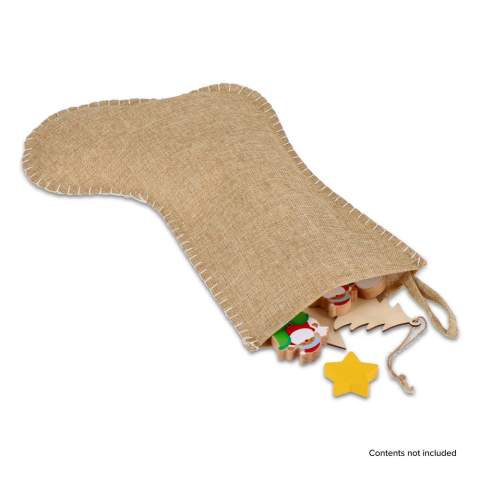 Rustique et charmant, ce bas de Noël de style jute est un complément parfait au décor traditionnel des fêtes de fin d'année. Les coutures en bordure ajoutent une touche artisanale, ce qui en fait un bas idéal à remplir de surprises festives.