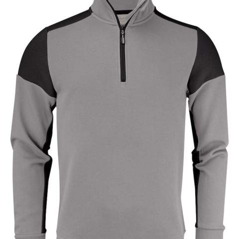 Bicolor sweatshirt met contrasterende, korte ritssluiting. Contrasterend neklint. 2x2 rib met elastaan aan de boord onderaan en aan de manchetten. Uitscheurbaar neklabel en afzonderlijk geweven maatlabel. Aan de binnenzijde van de linkerzijnaad werd een zakje voorzien voor het innaaien van een waschip. Oeko-Tex 100 gecertificeerd. Dit artikel is verpakt is een composteerbare polybag.