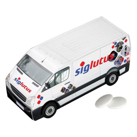 Delivery truck all-over full color printed, filled with approx. 100 grams of Imperiales peppermint