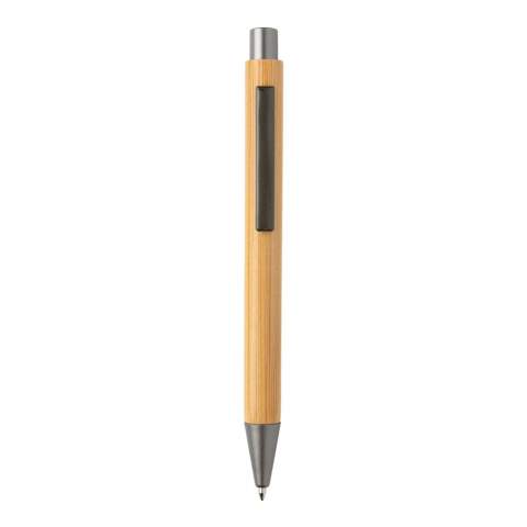 Kombinieren Sie modernen Schick mit Schreibkomfort. Dieser Click-Stift aus Bambus mit Metalldetails hat eine 1200m blauschreibende Dokumental®Mine und einen TC-Ball für extra sanftes Schreiben.