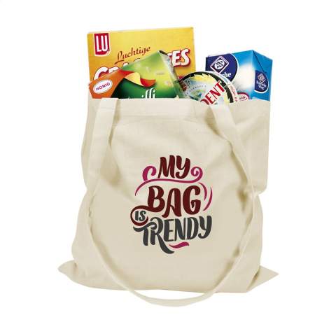 Popular shopping bag made of 100% woven cotton (135g/m²). A high quality, durable bag. Capacity approx. 7 liters.